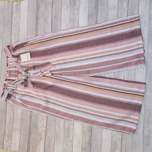 A.N.A. Linen Blend capri pants Pink Emma Stripe size Small
